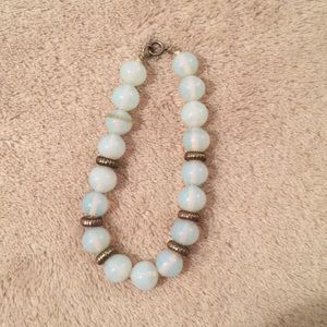 Opal Stone Silver Spacer Bracelet 7” vintage